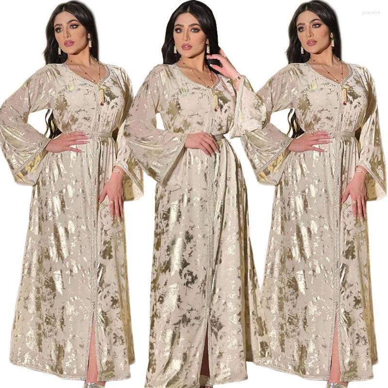 Abbigliamento etnico Donna Musulmano Maxi Robe Lusso Medio Oriente Caftano Abaya Islamico Arabo Jalabiya Turchia Ramadan Eid Dubai Party Evening Long