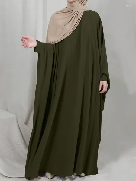 Vêtements ethniques Femmes Musulman One Piece Jilbab Prière Robe Nida Longue Batwing Abaya Dubaï Arabie Saoudite Islam Hijab Robe Ramadan Couleur Unie