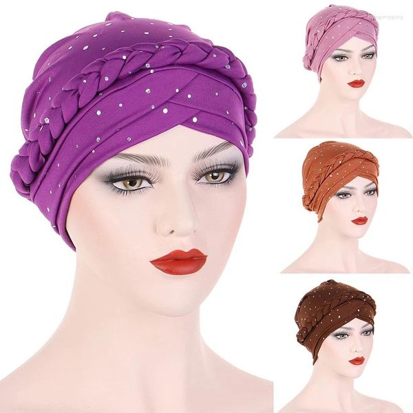 Vêtements ethniques Femmes Musulman Turban Chapeau Casual Noeud Brillant Hijab Simple Foulard Dame Couleur Solide Bonnet Bonnet Islamique Head Wrap Cap