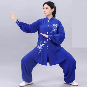 Vêtements ethniques femmes Performance Tai Chi costume Wushu Arts martiaux uniforme Wing Chun veste pantalon bouton Oriental col montant