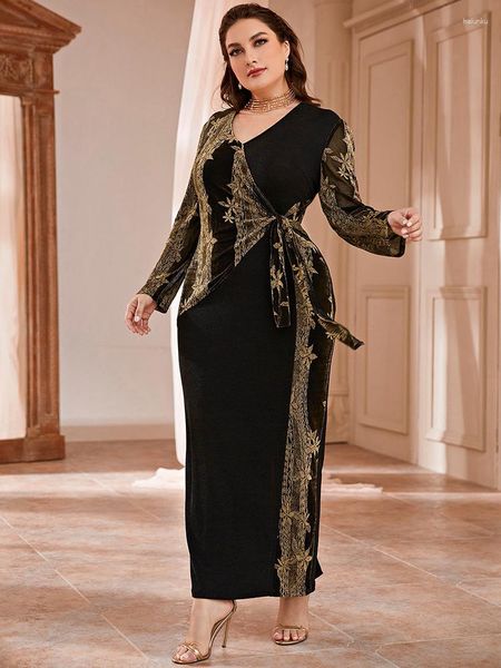 Vêtements ethniques femmes grande taille grandes robes Maxi 2023 automne hiver à manches longues Chic élégant musulman turc fête Robe de soirée