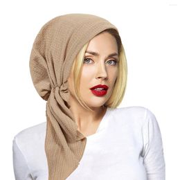 Etnische kleding Vrouwen vooraf verbonden hoed moslim hijab tulband lange staart headscarf stretch bonnet beanies haarverlies hoofdband chemo cap wrap turbante turbante
