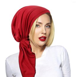 Vêtements ethniques Femmes Pré-attachement Turban musulman Hijab Hijab Longue Headscarf Bons de capuche Perte de cheveux Enveloppe CHIMO CAP CAP SCULANT COUP TURBANTE