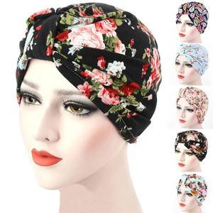 Vêtements ethniques Femmes Chapeau imprimé Chapeau musulman Turban Foulard Capuchon Prière Pull Floral Undercap Hijabs Bonnet Bonnet