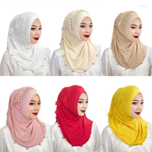 Vêtements ethniques Femmes Belle perlée Hijab Head Cover Amira Cap Malaisie Foulard Musulman Islamique Headwrap Foulards Châles Chapeaux