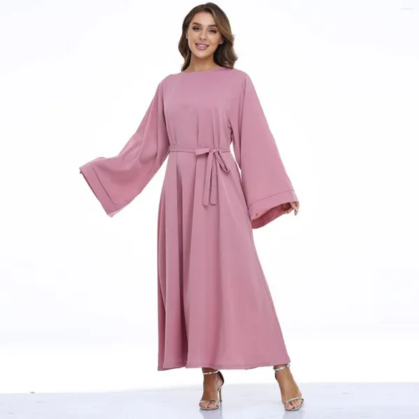 Vêtements ethniques Robe décontractée pour femmes Solide Hijab Costumes longs pour femmes Robes de soirée à manches Porter prêt à