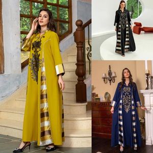 Vêtements ethniques Femmes Casual Lâche Manches longues Broderie Musulmans Maxi Robe Abaya Kaftan Ramadans Robes Robes Marocaines Jalabiya