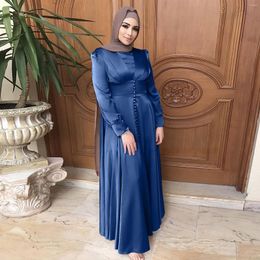 Etnische kleding Dames Casual vaste moslimjurk Mouwen Abaya Arabisch Kaftan Winddicht Lange elegant los
