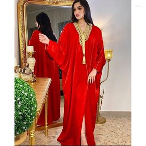 Etnische kleding Damesjurken Abaya Islam Saudi-Arabië Turkije Pakistan V-hals Borduursel Vest met lange mouwen Lente en herfst
