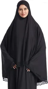 Etnische kleding Women's Elegante Hijab Lace Trim Midden -Oosterse islamitische gebedssluiers headcover headscarf