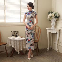 Etnische kleding Women's Fashion Long Cheongsam Chinese ins retro verbeterde slanke montage pruimen bloesem geschilderd chi-pao met dijensten