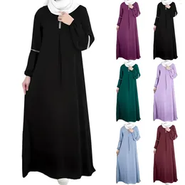Vêtements ethniques Mode féminine Robe musulmane à manches longues Casual Sequin