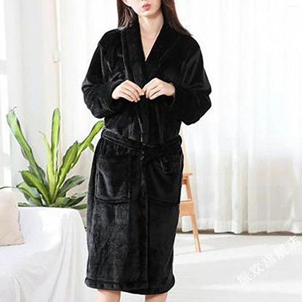 Vêtements ethniques Femmes Pleine Longueur Col Châle Velours Microfibre Polaire Peignoir Spa Robe