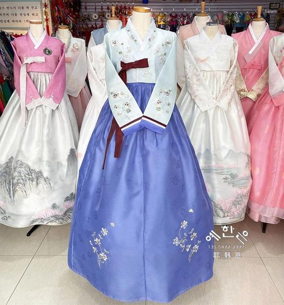 Ropa étnica Hanbok de mujer Corea Original Importado Boda bordada a mano Bienvenida