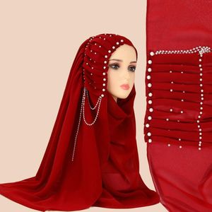 Vêtements ethniques Fiffités pour le foulard pour femmes en mousseline de soie perle de perle