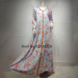 Vêtements ethniques Femmes Longue Robe Musulmane Turquie Dubaï Mode Abayas Imprimé Floral Boho Robe Marocaine Oriental Jelaba Femme Musulman