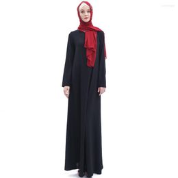 Etnische kleding dames maxi-jurk met lange mouwen moslimvrouwen abaya gewaad een lijn effen eenvoudige moderne islamitische Arabische stijl casual