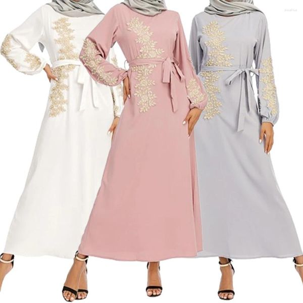 Ropa étnica Musulmana Musulmana Abaya bordado bordado de manga larga moda arabia arabia dubai vestidos elegantes islámicos