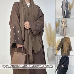 Etnische kleding Moslimvestmoslim Robe Abaya Dubai Turkije groot formaat Elegant borduurwerk lange jurk Midden -Oosterse dame