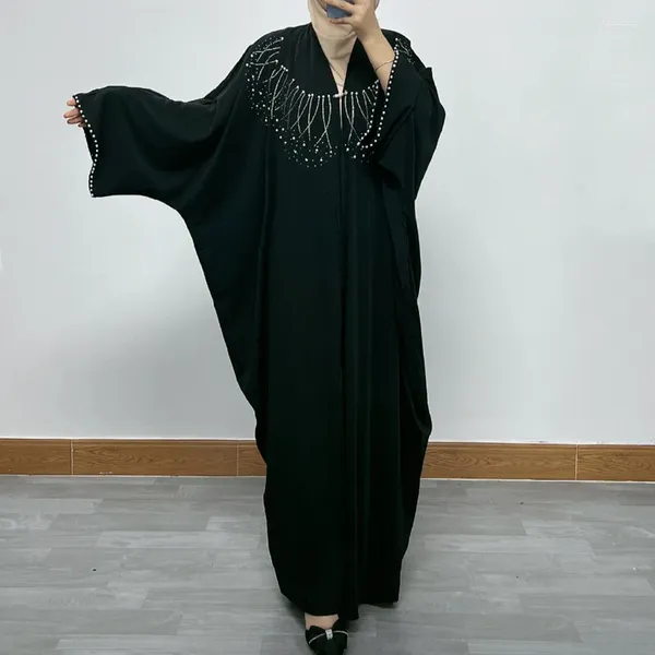 Vêtements ethniques manteau musulman pour femmes diamant bat de chauve-souled Cardigan Robe Abaya Femme Musulman