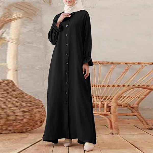 Vêtements ethniques Femmes musulmanes Robe à manches longues Vintage Pull Abaya Vêtements de prière Robes d'été en coton