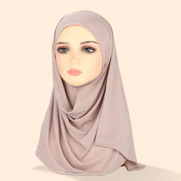 Vêtements ethniques Écharpe pour femmes Abayas Hijab Jilbab Brillant Fine Glitter Capuchon à capuche Couleur unie Saupoudrée d'or Malay Long Ensembles musulmans