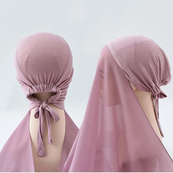 Ropa étnica Mujer suave gasa bufanda larga chal moda musulmana hijab abrigo sombreros cálidos para hombres invierno trampero sombrero niños gorra para hombre