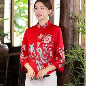 Vêtements ethniques Robe de tang pour femmes Cheongsam Costume national chinois chemisier traditionnel Spring rétro brodé