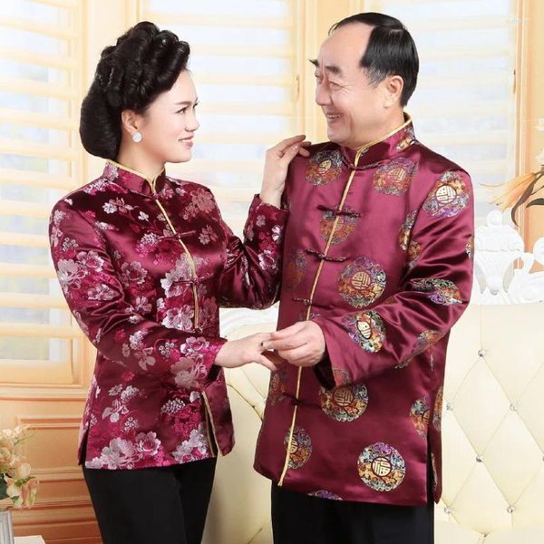 Vêtements ethniques Femmes Satin Blouse Tradition chinoise Tang Vêtements Vintage Bouton à la main Cheongsam Costume Année Manteau Veste