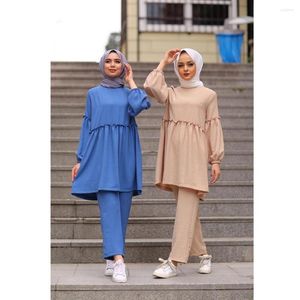 Vêtements ethniques femmes ensembles Abaya turquie dubaï robe musulmane hauts pantalons Abayas pour Jilbab Caftan Marocain Caftan turc islamique