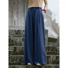 Vêtements ethniques Femmes Printemps Automne Pantalon Ramie Épais Pantalon Chaud Lâche Design Original Baggy Pour Style Zen Chinois