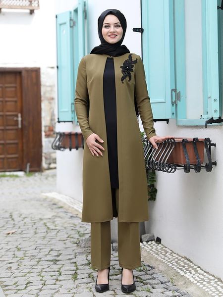 Ropa de ropa étnica trajes trajes de alta calidad Pantalones de túnica combinada de alta calidad Turca hecha musulmán islámica hijab ropa etnia
