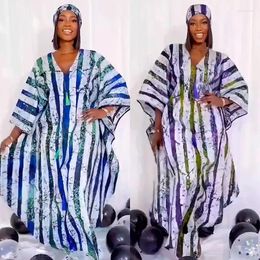 Ropa étnica Mujeres Summer Maxi Vestidos tradicionales africanos 2024 ABAYA Impresión Musulmana Sundress Beach Bohin