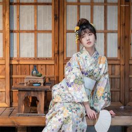 Vêtements ethniques femmes traditionnel japonais Haori Yukata Cosplay Robe Sakura imprimés floraux Robe de bain Geisha Performance danse Pographie