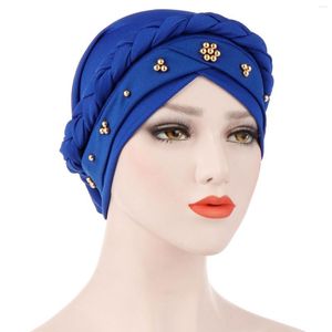 Etnische Kleding Vrouwen Tulband Caps Parel Moslim Hoed Zeer Stretch Chemo Cap Dames Haaraccessoires XIN-