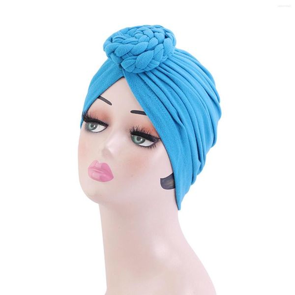 Vêtements ethniques femmes Turban Spandex haut noeud fleur décor bandeau musulman dames couverture de cheveux bonnet tête porter couleur unie chapeau inde