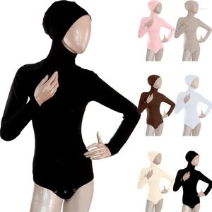 Vêtements ethniques Femmes Undershirt Tops Combinaisons Bodycon Stretch Solide Couleur Musulman Chemise À Capuche Élastique Solaire Casual Arabe Islamique