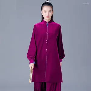 Vêtements ethniques Femmes Velours Épaissi Chaud Tai Chi Costume Martial Art Uniforme Matin Exercice Taiji Wushu Hiver T2546