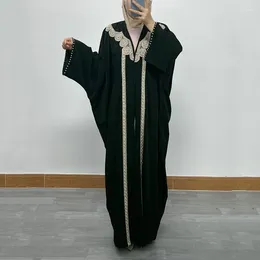 Etnische kleding Dames Abaya Dubai Dolman Sleeve Midden -Oosten Collage Stud Pearl Loose Plus Size Cardigan Robe voor vrouwen