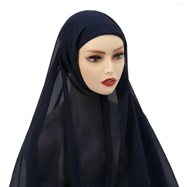 Vêtements ethniques pour femmes, couvre-chef turban solide décontracté, foulard musulman.