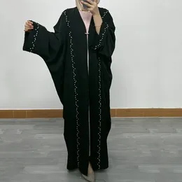 Etnische kleding dames moslimjas dolman mouw Midden -Oosten Dubai Collage Stud Pearl Losse Plus size vest -gewaad Jalabiya voor vrouwen