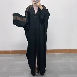 Etnische kleding dames moslim mode vleermuis mouw Midden -Oosten Dubai collage kwastje los groot vest gewaad Abaya femme Musulman