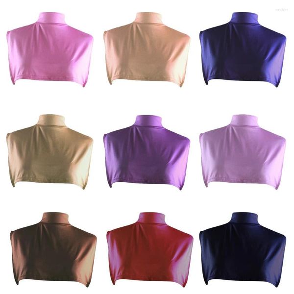 Vêtements ethniques Femmes Musulman Modal Turtleneck Pure Couleur Faux Collier Hijab Extensions Détachable Col Haut Couverture Plus Chaud Demi-Tops