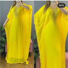 Vêtements ethniques Kaftans Yellow Kaftans Farasha Abaya Robe de Dubaï Maroc est une longue longue