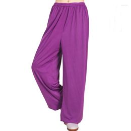 Ropa étnica Yoga Wushu pantalones de seda de hielo mujeres 2022 deporte femenino Tai Chi pantalones gitanos Pantalon Kungfu tienda china en línea TA1493