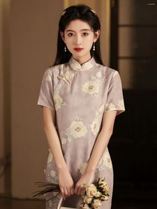 Vêtements ethniques Jeune République rétro de style chinois Cheongsam à manches courtes Printemps et été Quotidien Wearable Robe chinoise améliorée