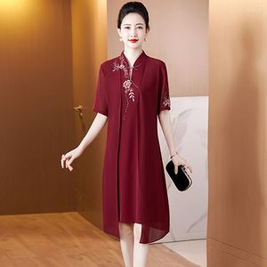 Etnische kleding Yourqipao 2023 zomer Chinese bruiloft jurken voor moeder van de bruid Tweedelige jurk Traditionele Cheongsams Bruidsgastjurken