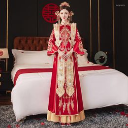 Ropa étnica Yourqipao tradicional xiuhe 2023 verano vestido de novia chino satén antiguo hanfu custume bocones de novia para mujeres