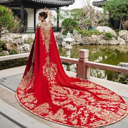 Vêtements ethniques Yourqipao Xiuhe Vêtements Mariée Mariage chinois Long Manteau Manteau Ming Cape de Femmes Robes Anciennes 231212