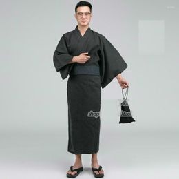 Etnische Kleding Yukata Lange Mannen Japonais Stijl Jurk Pyjama Set Badjas Homme Samurai Kimono Aziatische Kleding Homewear Gewaad Traditionele